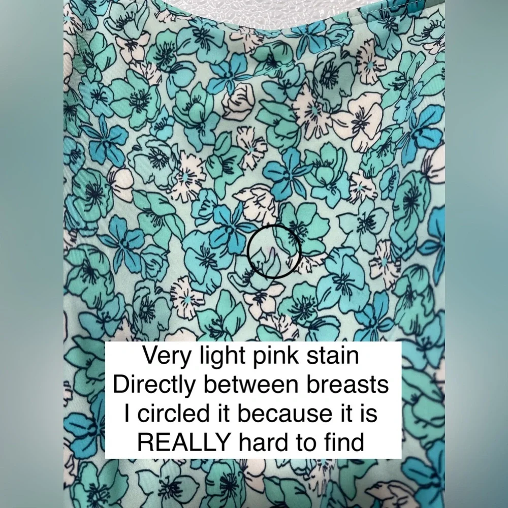 Lands' End Floral Scoop Neck Bodysuit in Teal and White (Small flaw) - Picture 5 of 5